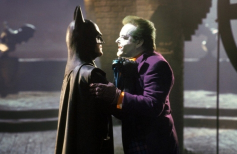 Batman 1989 Michael Keaton as Batman fighting Jack Nicholson as The Joker