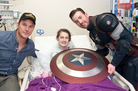 Chris Pratt and Chris Evans as Captain America at Seattle Children's Hospital